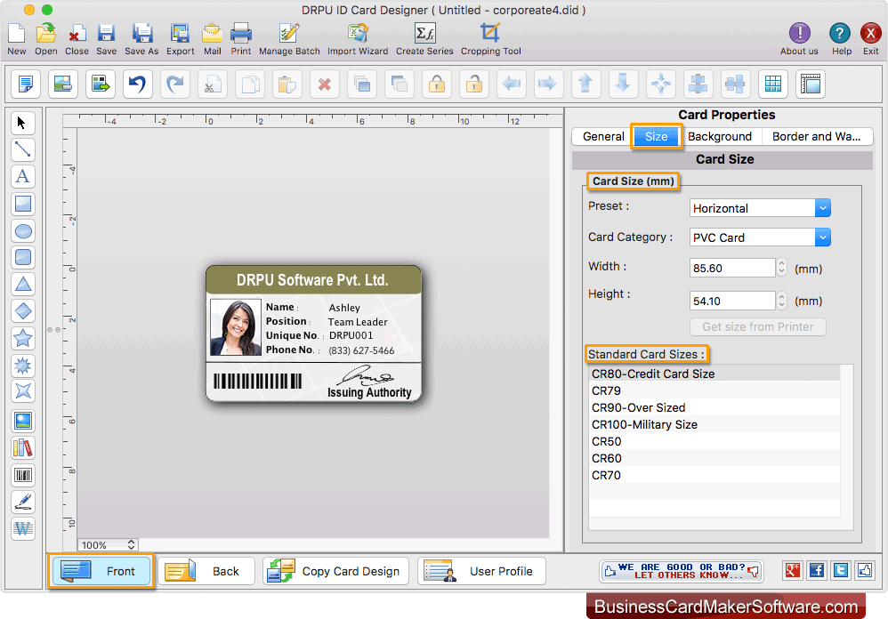 Mac ID Card Design Software Screenshots to generate list of ID cards on MAC